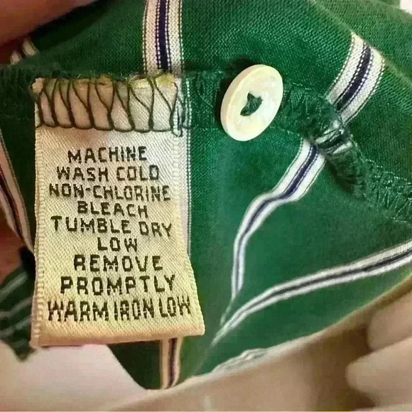 Fairway & Greene 🏌️♂️Men’s Green and White Striped Golf Polo with Logo - Picture 2 of 5